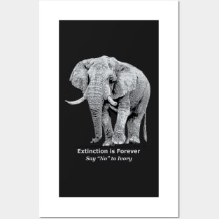 African Elephant "Say No to Ivory" Wildlife Apparel Posters and Art